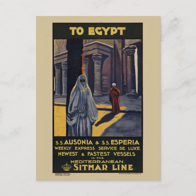 To Egypt Vintage Travel Poster 1928 Postcard (Front)