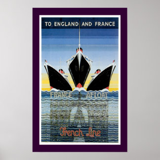 To England and France - French Line Poster