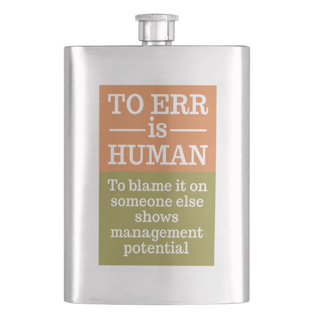 "To err is human" flask (Front)