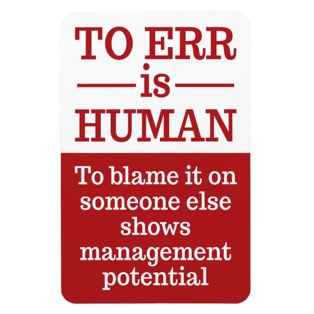 "To err is human" magnet (Vertical)