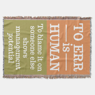"To err is human" throw blanket