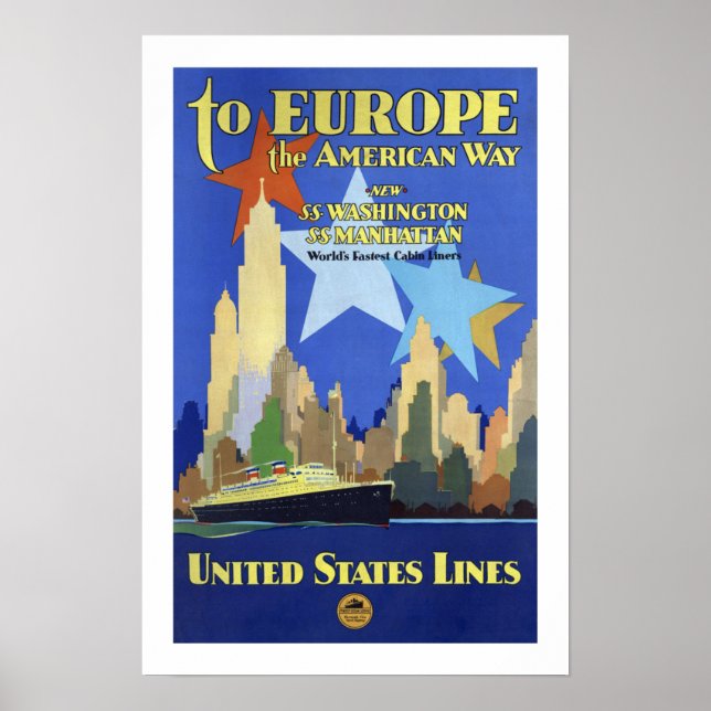 To Europe The American Way Poster (Front)