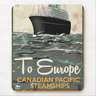 To Europe Vintage Canadian Travel poster Mouse Mat