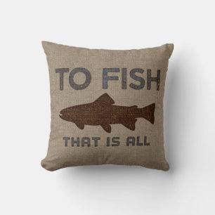 To Fish Burlap Cushion