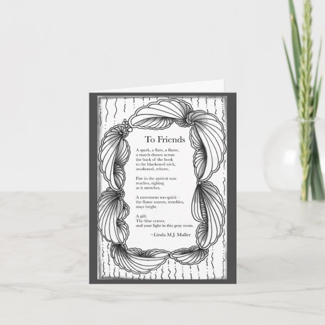 To Friends poem Small, 4" x 5.6" Folded Note Card (Front)