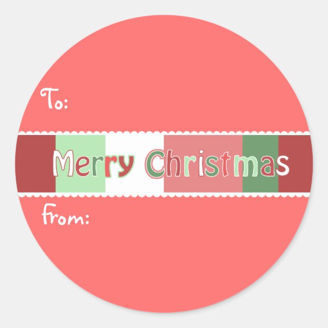 "To" & "From"  Christmas Sticker  You Choose Colou (Front)