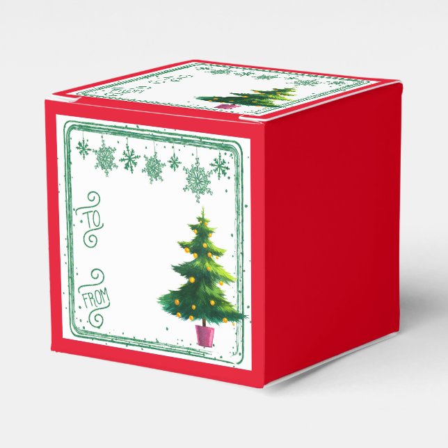 To From Christmas Tree Gift Favour Box (Front Side)