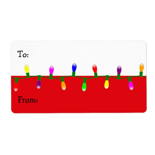 To From Christmas Tree String of Lights Gift Tag Shipping Label