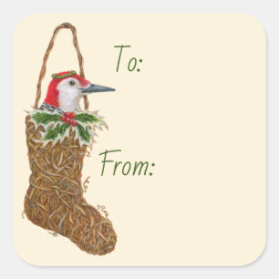 To/From sticker with Christmas stocking