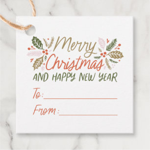 To/from Vintage Type Holly Berry Christmas Favour Tags