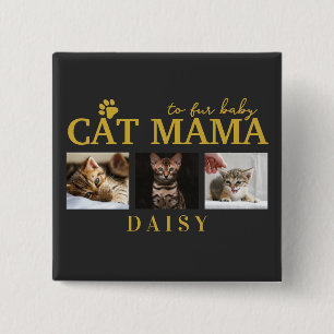 to fur baby cat mama pet customized photo collage 15 cm square badge