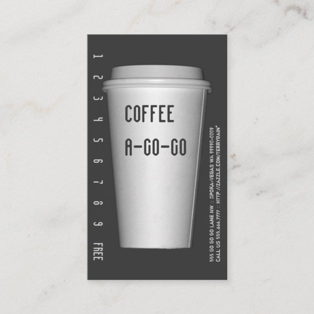 To Go Cup A-Go-Go Loyalty Card (Front)