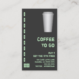 To Go Cup Drink Punchcard Loyalty Card