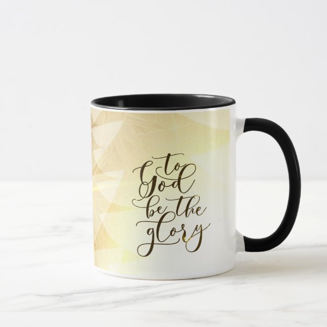 to God be the Glory Christmas Gold Trees Stars  Mug (Right)