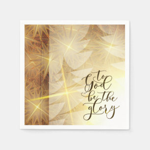 to God be the Glory Christmas Gold Trees Stars Napkin