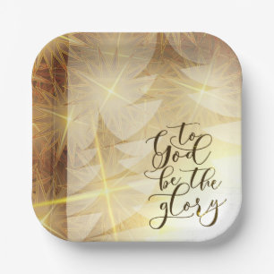 to God be the Glory Christmas Gold Trees Stars Paper Plate
