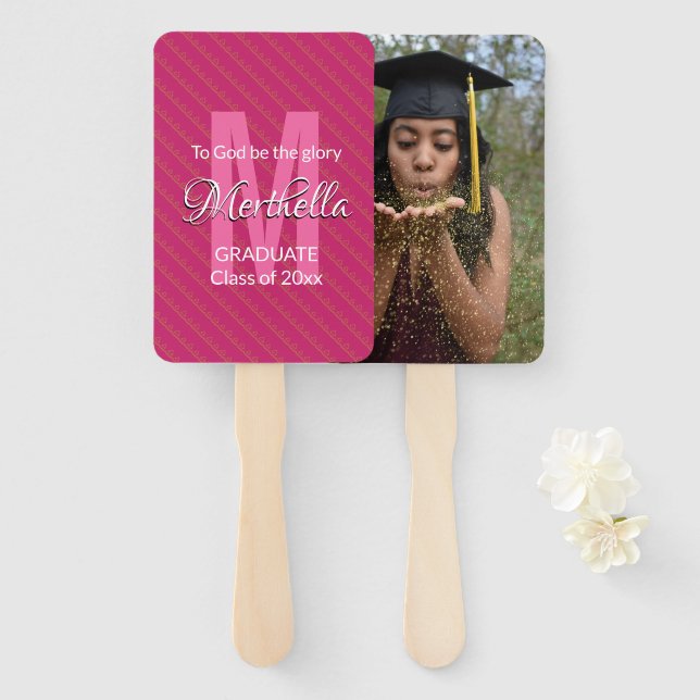 TO GOD BE THE GLORY Graduation Photo Keepsake Hand Fan (Front and Back)