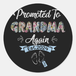 To Grandma Again Est 2024 Pregnancy Announcement  Classic Round Sticker