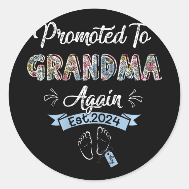 To Grandma Again Est 2024 Pregnancy Announcement  Classic Round Sticker (Front)