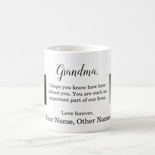 To Grandma Personalised Message and Photos Coffee Mug (Center)