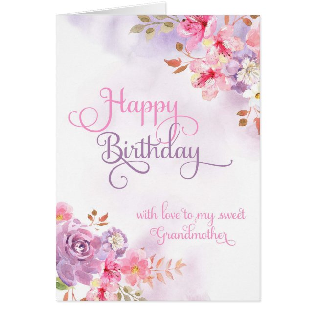 To Grandmother, Happy Birthday watercolor (Front)