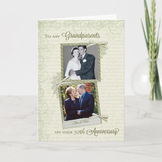 To Grandparents on _th Anniversary-Custom Then&Now Card (Front)