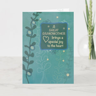 To Great Grandmother, Grandparents Day Green Hand Card