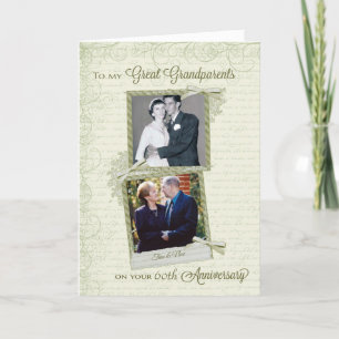 To Great Grandparents on __th Anniversary Then&Now Card