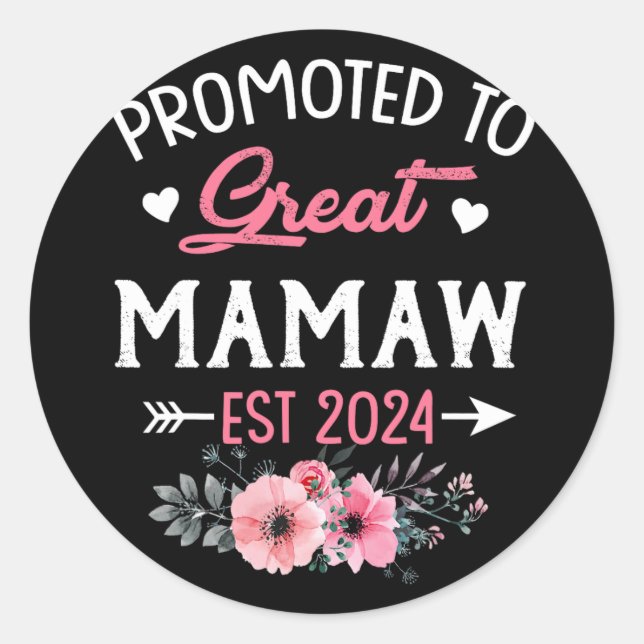 To Great Mamaw Est 2024 Flower  Classic Round Sticker (Front)