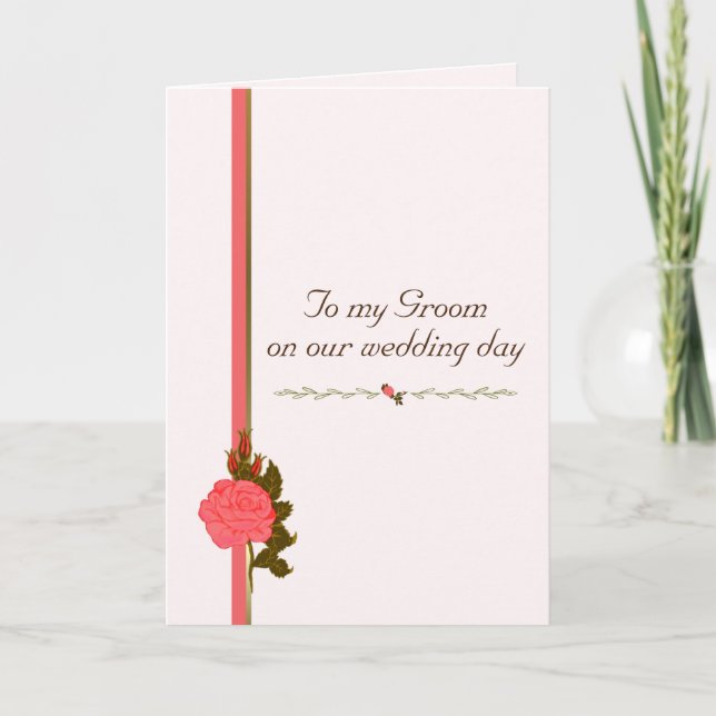 To Groom from Bride, Elegant Rose, Card (Front)