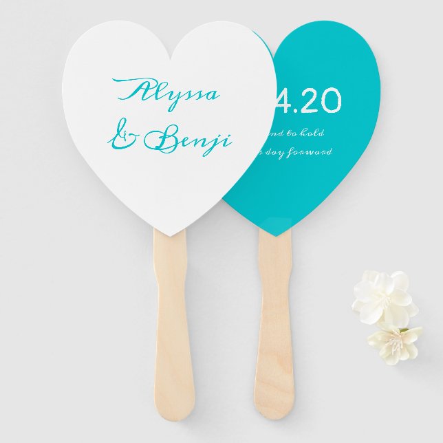 To Have and To Hold Heart Shaped Wedding Fan (Front and Back)
