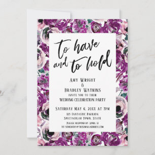 To Have and To Hold Pink Watercolor Flowers Invitation