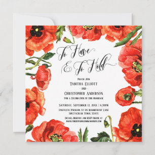 To Have and To Hold Red Poppies Wreath Reception Invitation