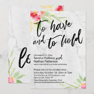To Have and To Hold Watercolor Flowers on Marble Invitation
