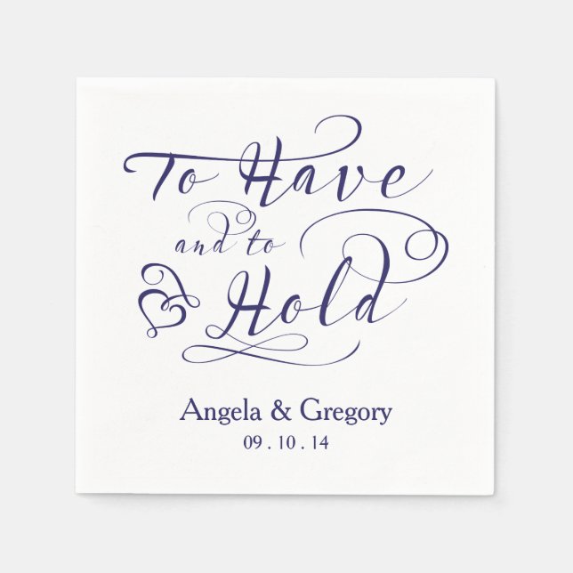 To Have and To Hold Wedding | Navy Blue Napkin (Front)