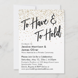 To Have & To Hold Faux Gold Glitter Confetti Invitation