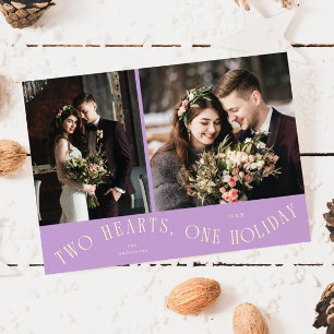 To Hearts One Holiday Newlywed Photo Wisteria Card