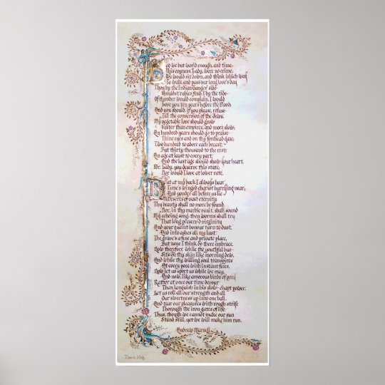 To His Coy Mistress By Andrew Marvell Poster Zazzle Co Uk