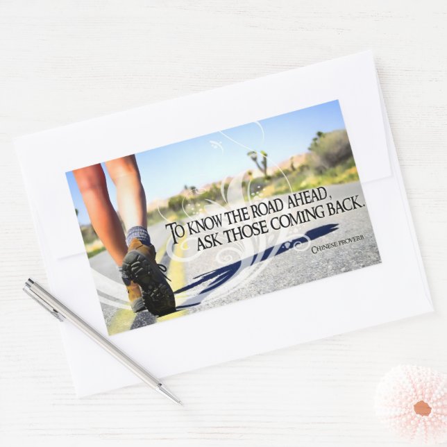 "To know the road ahead" Inspirational Quote Rectangular Sticker (Envelope)