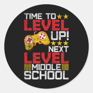 To Level Up Middle School Video Gamer Graduation Classic Round Sticker