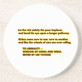 TO LIBERALITY Yellow Red2  Words to Live By jGibne Coaster