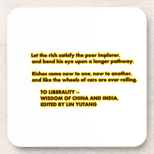 TO LIBERALITY Yellow Red2 Words to Live By jGibne Coaster