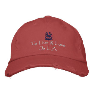 To Live And Love In L.A. Red Embroidered Hat
