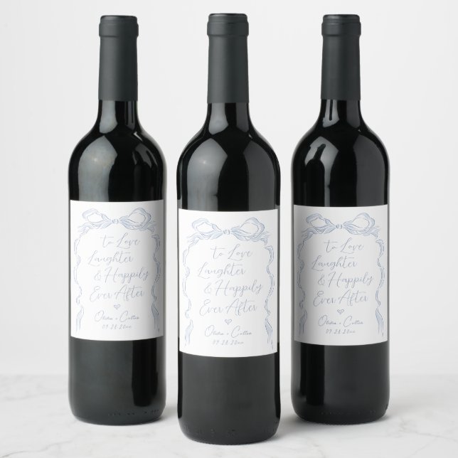 To Love Laughter And Happily Ever After Wedding Wine Label (Bottles)