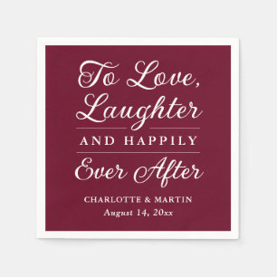 To Love Laughter Burgundy Wedding Napkins