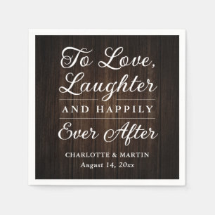 To Love Laughter Rustic Wood Wedding Napkins