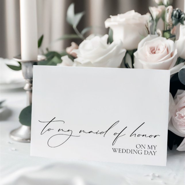 "To Maid Of Honour On My Wedding Day" Message Card ("To Maid Of Honor On My Wedding Day" Message Card)