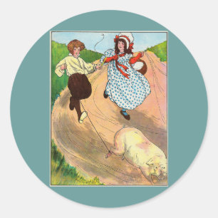 To Market to Market to Buy a fat Pig, Mother Goose Classic Round Sticker