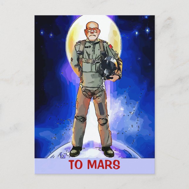 TO Mars astronaut Card, edit text, Postcard (Front)