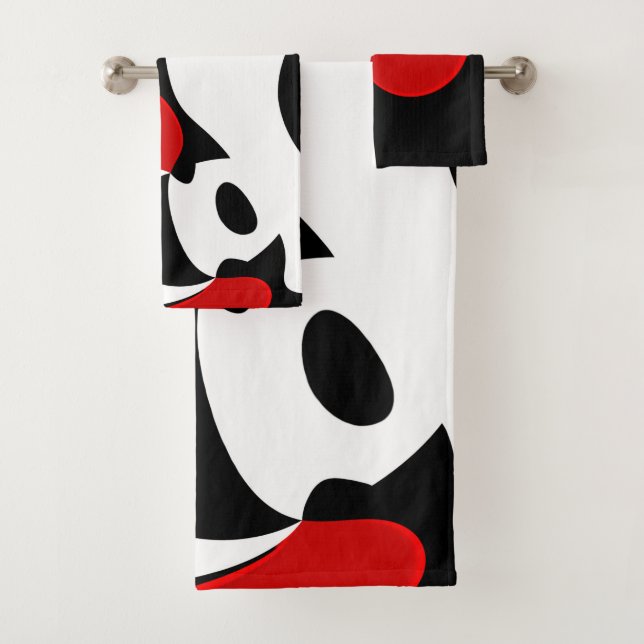 To Mr. Redd: Abstract Black, White & Red Bath Towel Set (Insitu)